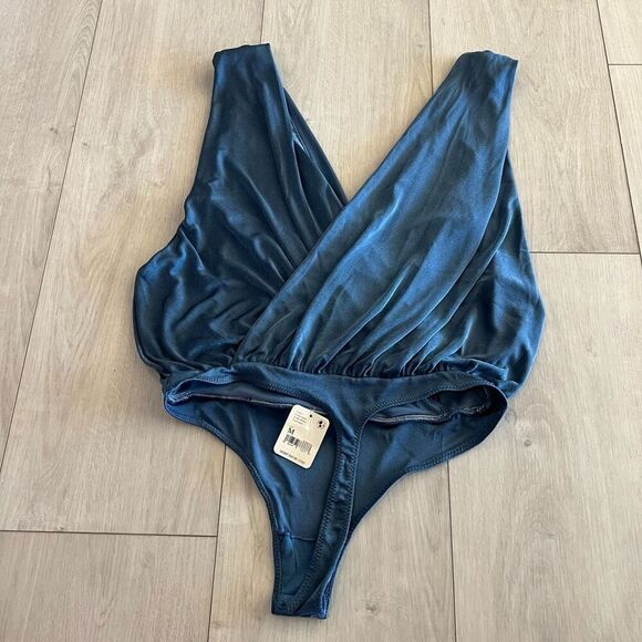Free People Night Owl Bodysuit Blue Metal size M - Picture 4 of 8